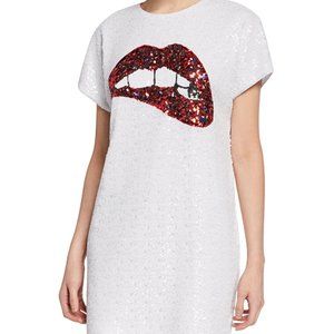 Aidan Mattox White Sequin Bitting Lips Dress SZ 4